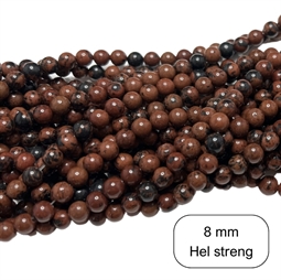 8 mm Obsidian Mahogni perler - Hel streng